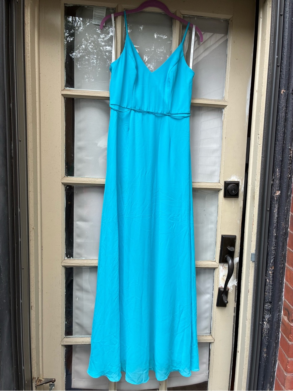 David’s Bridal Malibu Blue Teal Chiffon Bridesmaid Dress Gown Bridal Prom